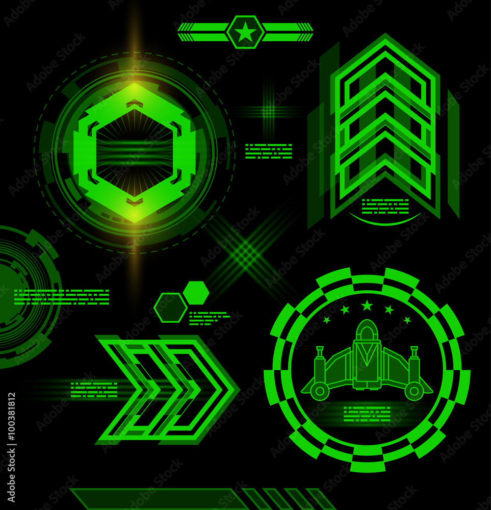 Futuristic interface elements on dark background. EPS10, RGB. Futuristic interface elements on dark background. EPS10, RGB.