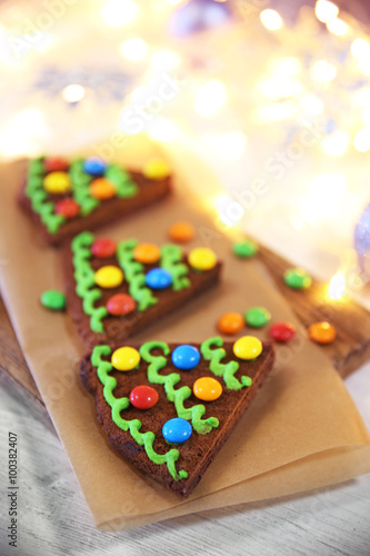 Delicious colorful Christmas cookie with festive decoration