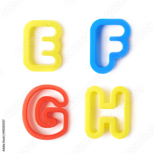 Set of plastic form letters isolated