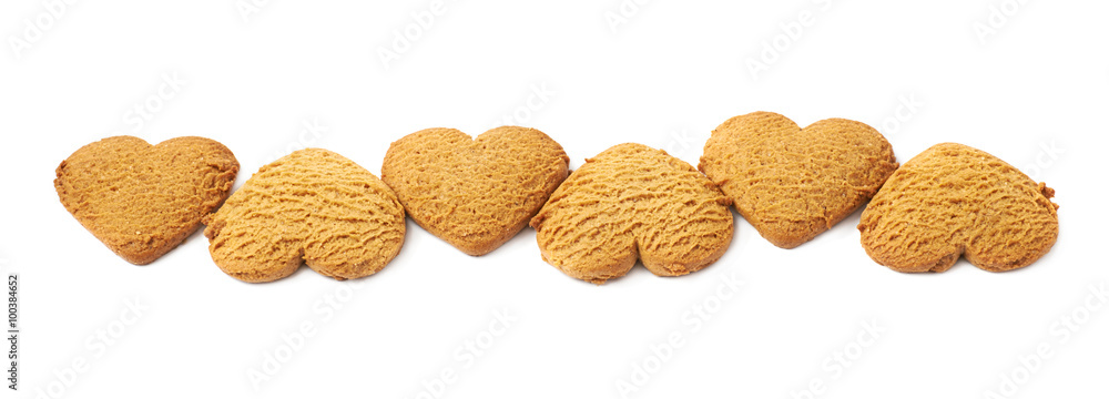 Line made of heart shaped cookies Line made of heart shaped cookies