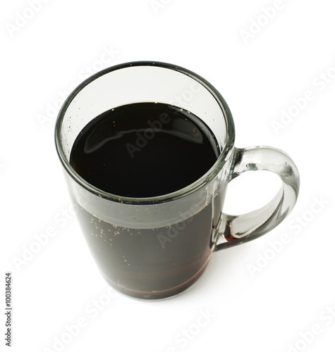 Glass mug filled with cola drink isolated