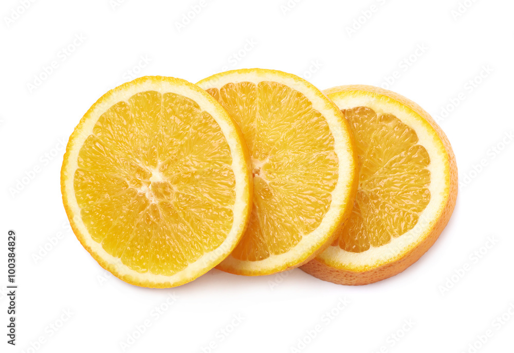 Orange fruit cut in slices isolated Orange fruit cut in slices isolated