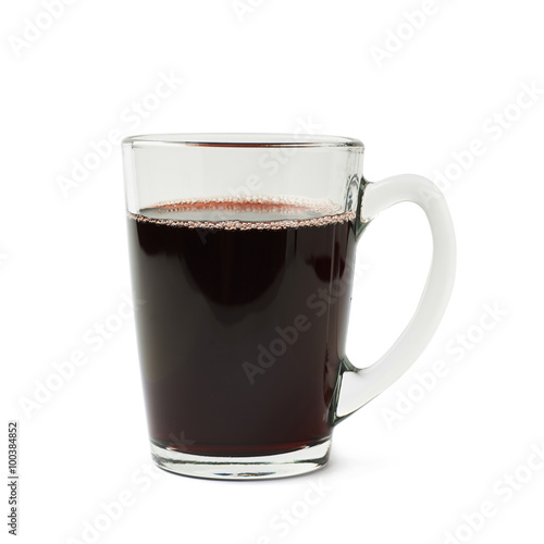 Glass mug filled with mulled wine isolated