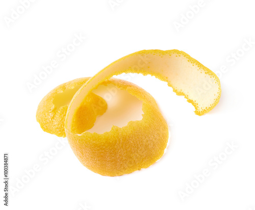 Curl of orange peel isolated