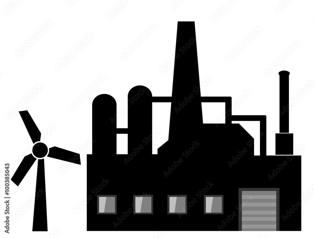 Usine et une éolienne Usine et une éolienne