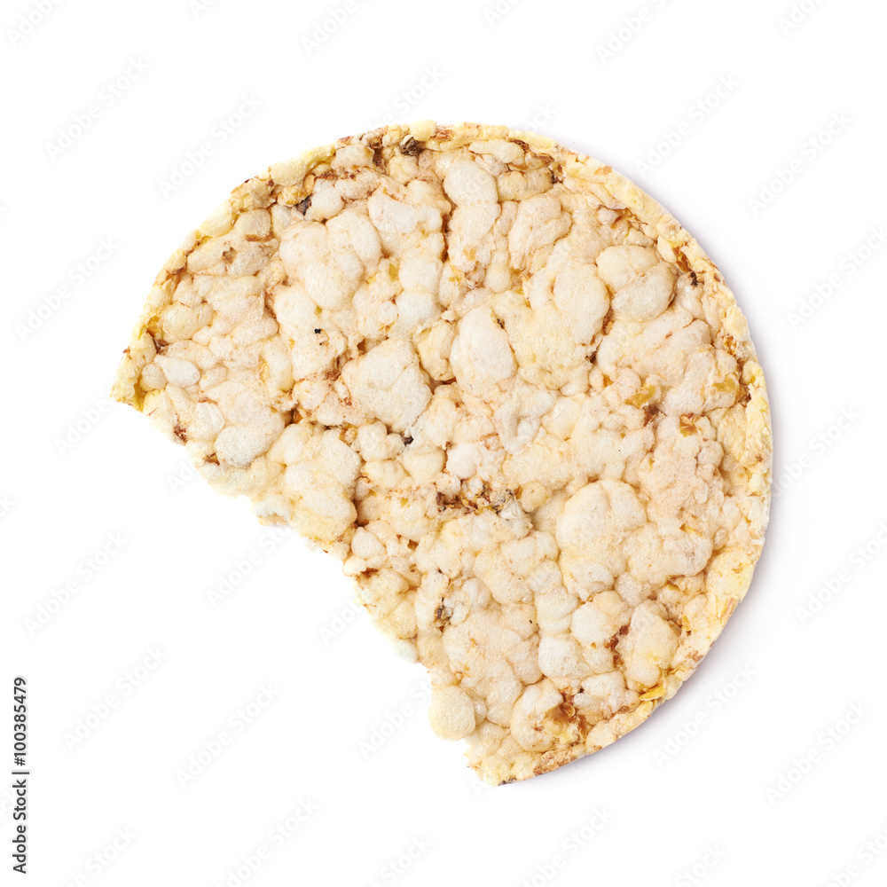 Bitten rice cracker isolated Bitten rice cracker isolated
