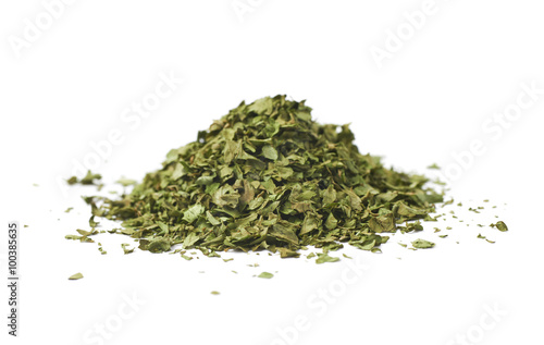 Pile of dried coriander isolated