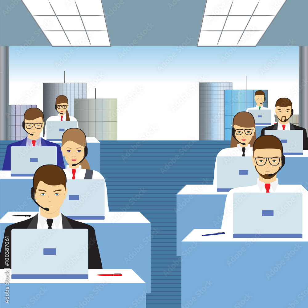 People working in a call center. Office. People working in a call center. Office.