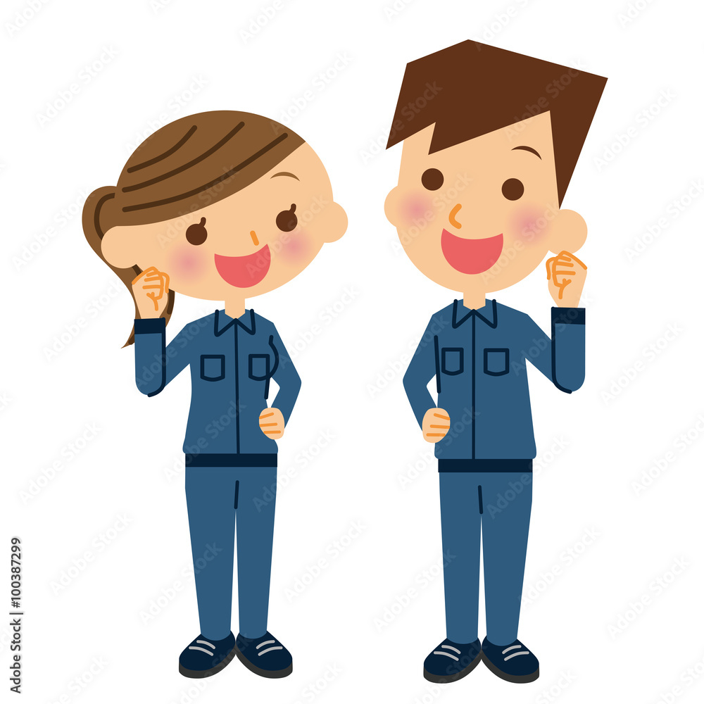作業員 ガッツポーズ Stock Vector Adobe Stock