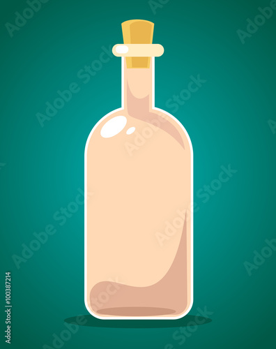 Empty cartoon bottle. Vector flat illustration