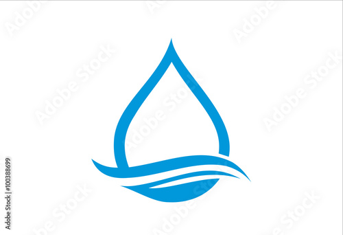 water drop with waves vector design logo