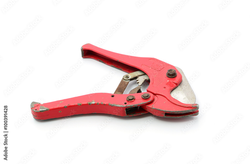 Fototapeta premium Old pruning shears isolated on white background