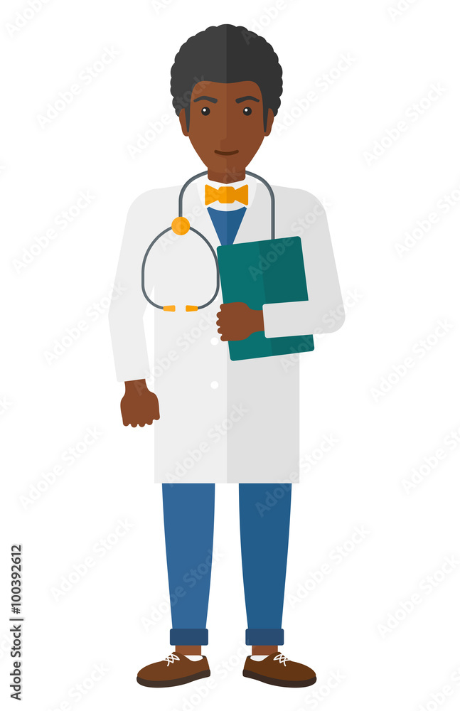 Doctor with stethoscope and file. Doctor with stethoscope and file.