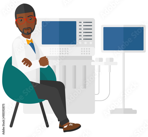 Male ultrasound specialist.
