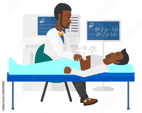 Patient under ultrasound examination.