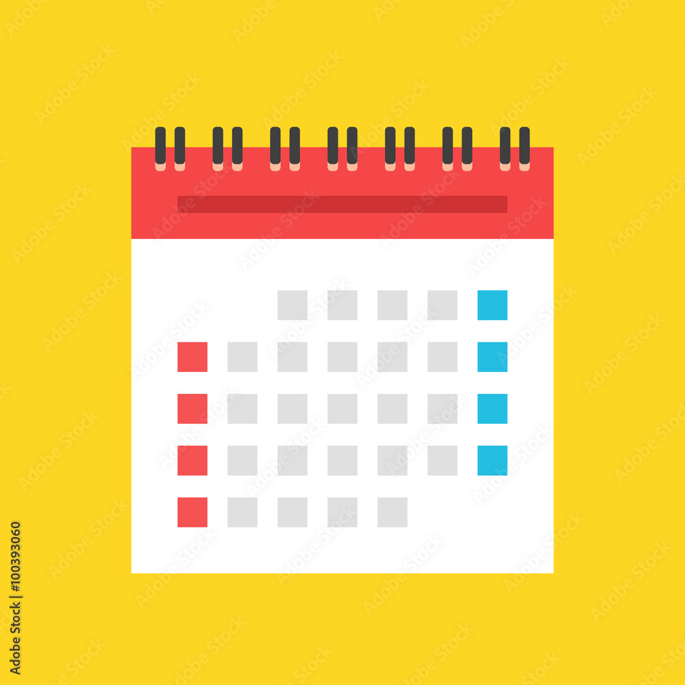 Calendar flat icon. US version. Vector illustration