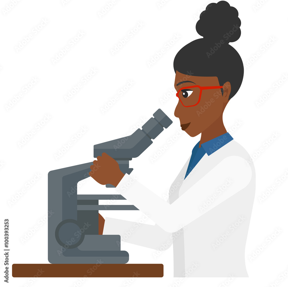 Laboratory assistant with microscope. Laboratory assistant with microscope.