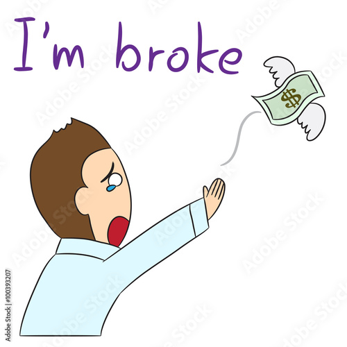 vector cartoon character man broke