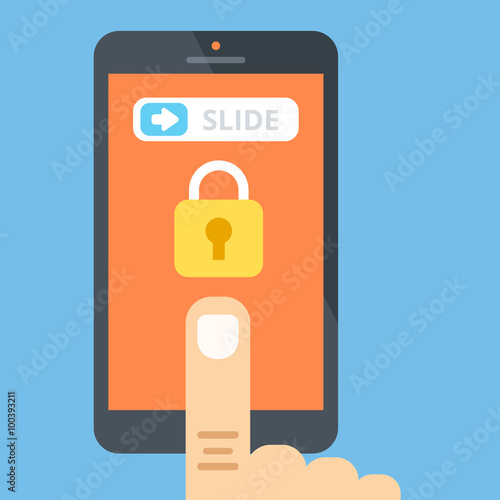 Unlock smartphone. Slide to unlock concept. Vector flat illustration