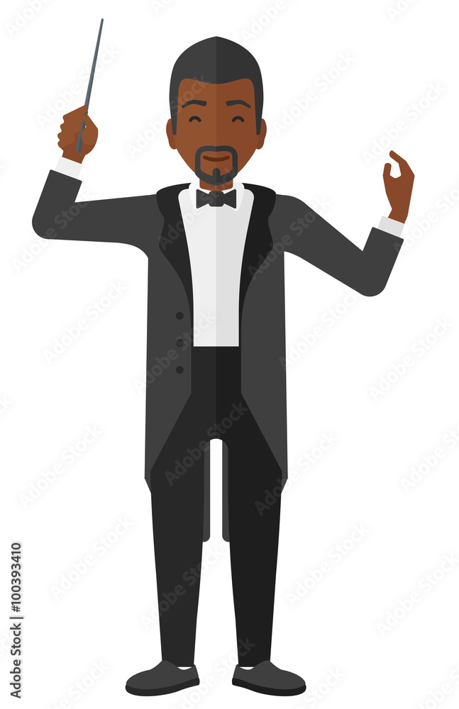 Conductor directing with his baton. Conductor directing with his baton.