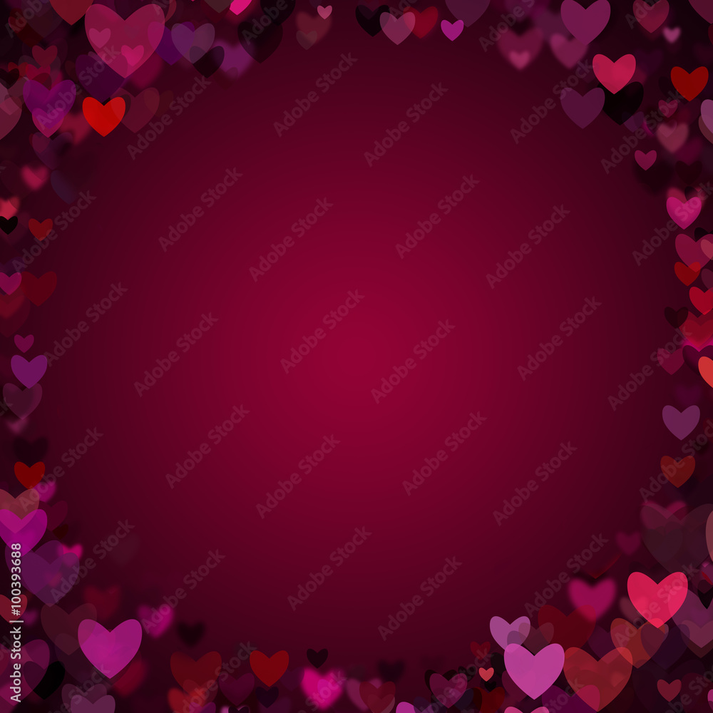 Valentine Hearts Vignette Frame Background
