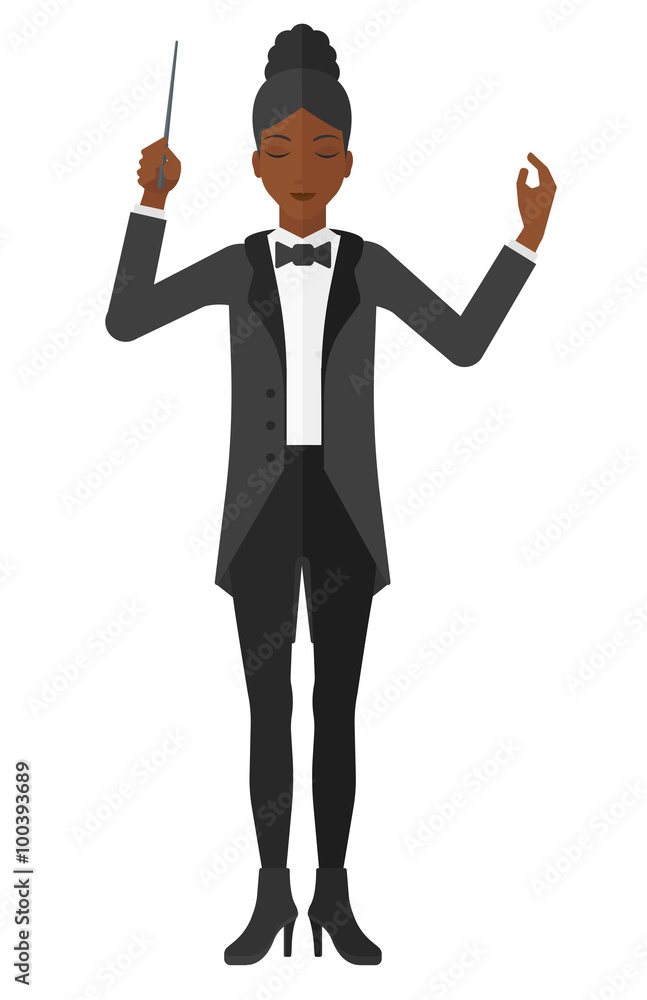 Conductor directing with his baton. Conductor directing with his baton.