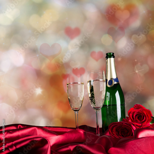 Valentine day with champagn...