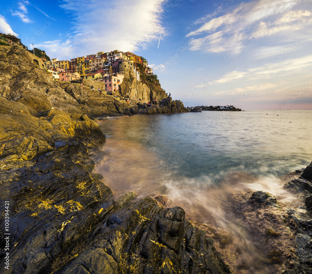 town on the rocks by the sea, Manarola,Italy
