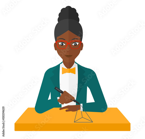 Woman using three D pen.