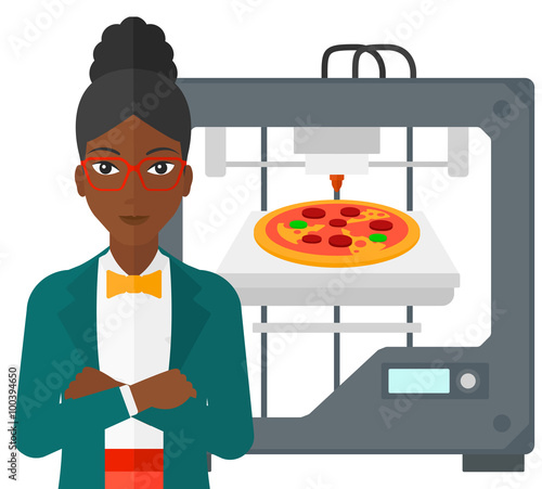 Woman with three D printer.