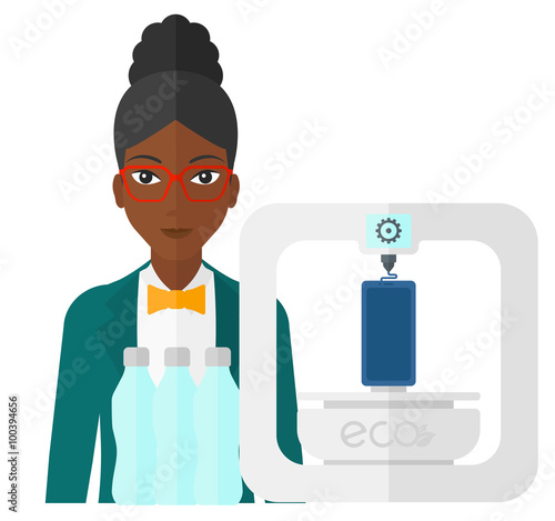 Woman with three D printer.