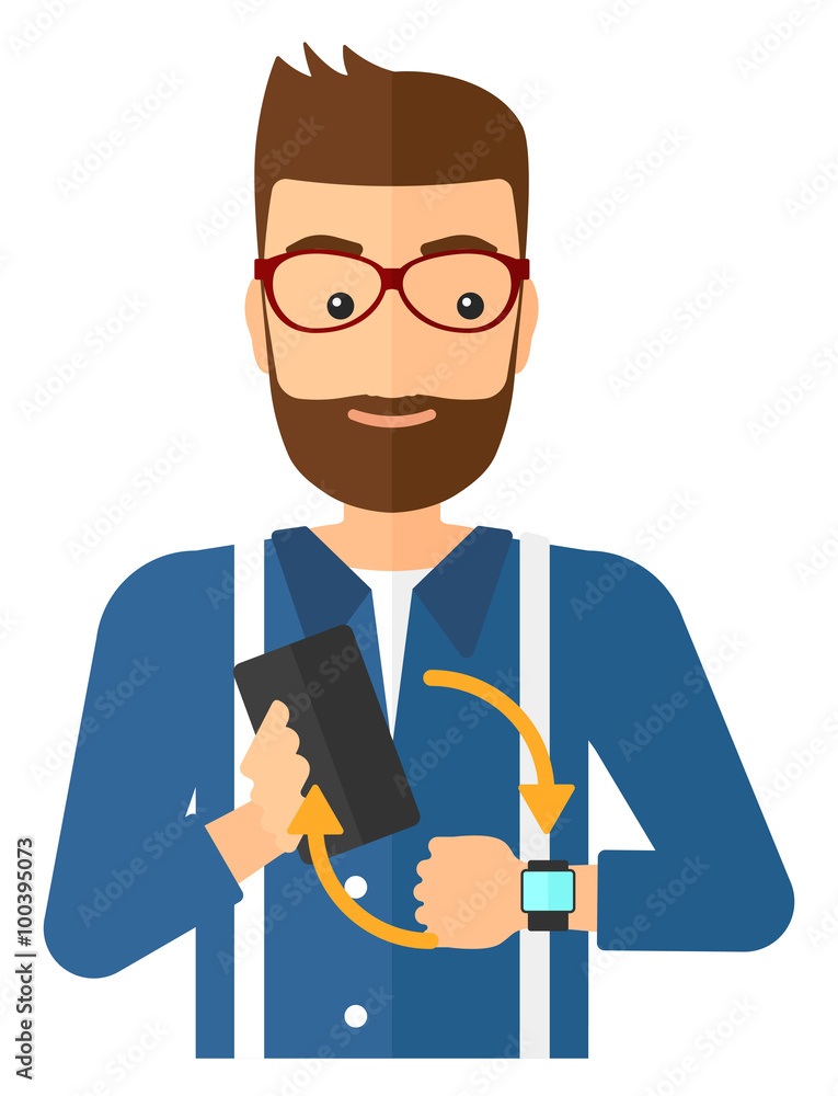 Synchronization of smartphone and smartwatch. Synchronization of smartphone and smartwatch.