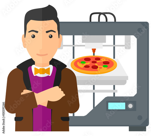 Man with three D printer.