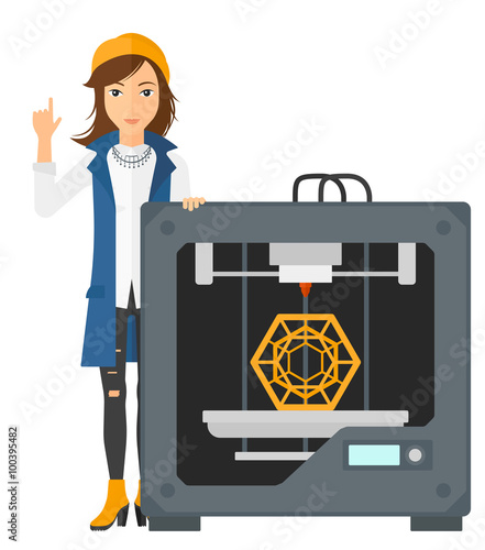 Woman with three D printer.