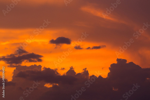 colorful dramatic sunset sky with orange cloud  twilight sky