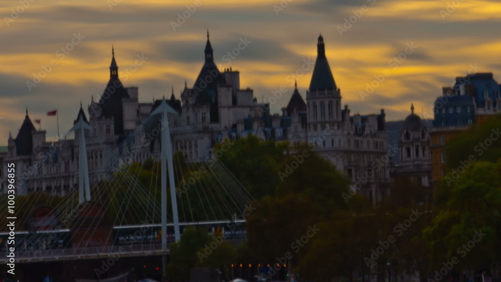 Panning time-lapse of The Victoria Embankment in London Panning time-lapse of The Victoria Embankment in London