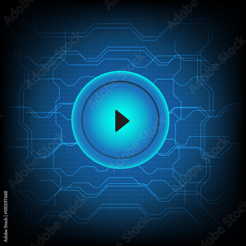 Button play media connect abstract technology background