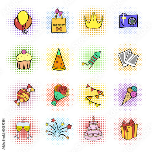 Party icons and celebration icons set