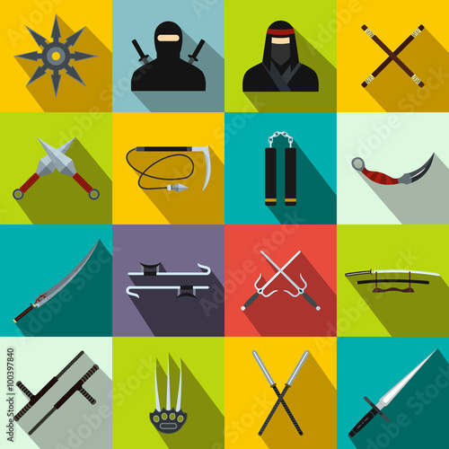 Ninja flat icons set
