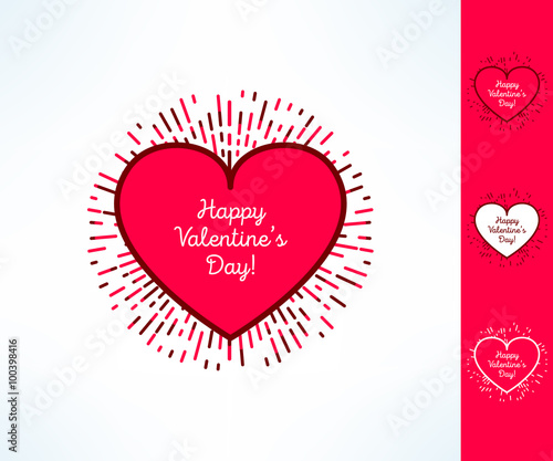 Set of vector valentines hearts on tribal outburst background. Love and romance design element