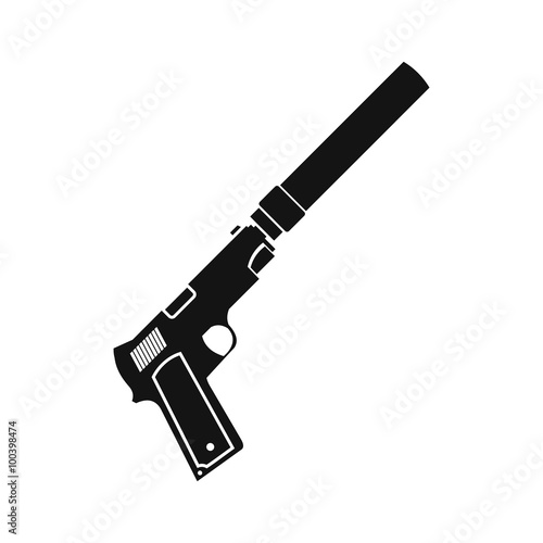 Pistol with silencer black simple icon