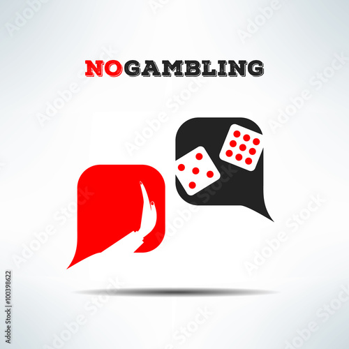 Vector no gambling dialog sign background. Gaming forbidden sign with dice