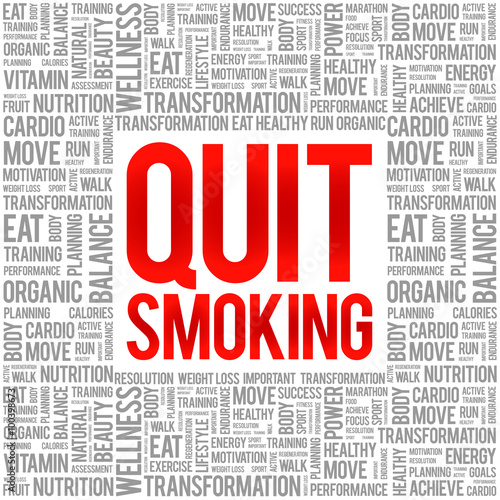 Quit Smoking word cloud background, health concept