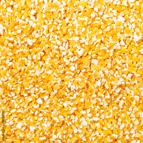 raw ground corn groats close up