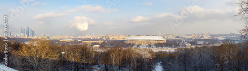 Панорама зимней Москвы. Вид с верху. Россия.