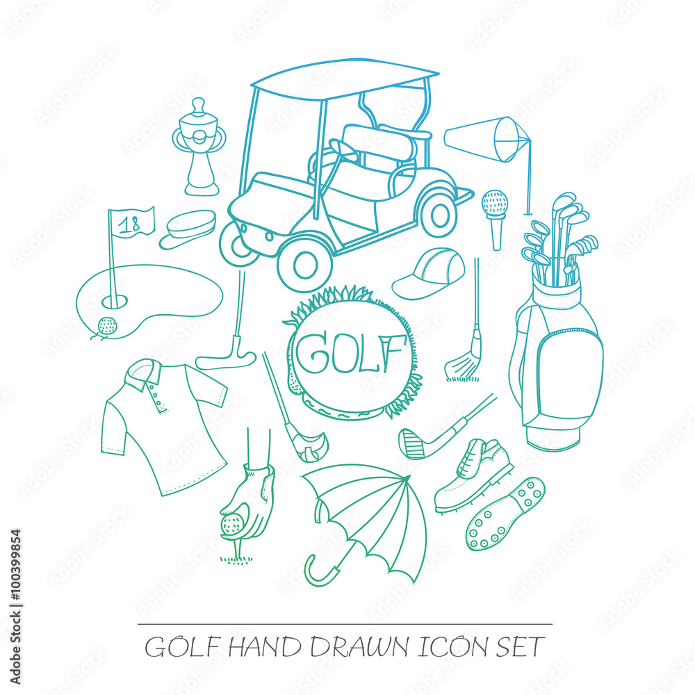 Types Golf Club Beginner Equipment Playing Stock Illustration