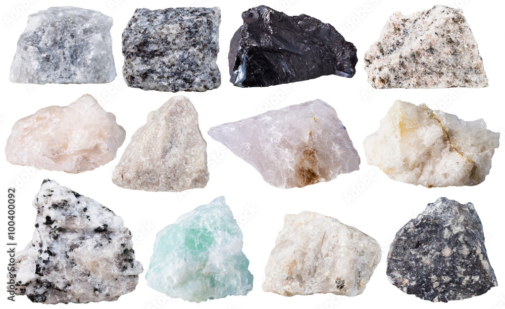 set from 12 specimens of mineral stones isolated set from 12 specimens of mineral stones isolated