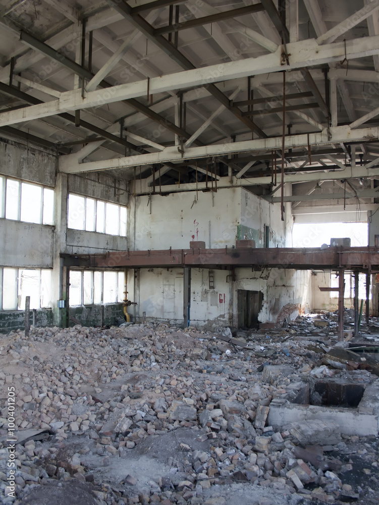 Destroyed factory inside Destroyed factory inside