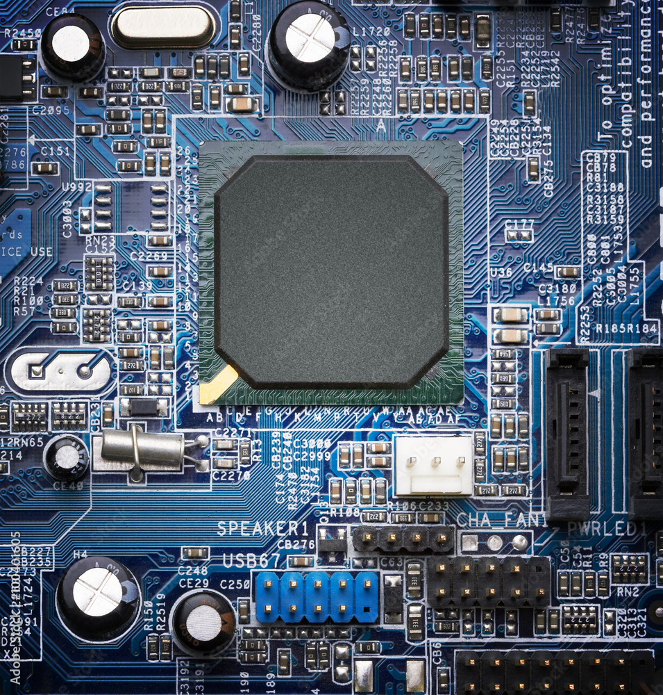Fototapeta premium Electronic circuit board with processor