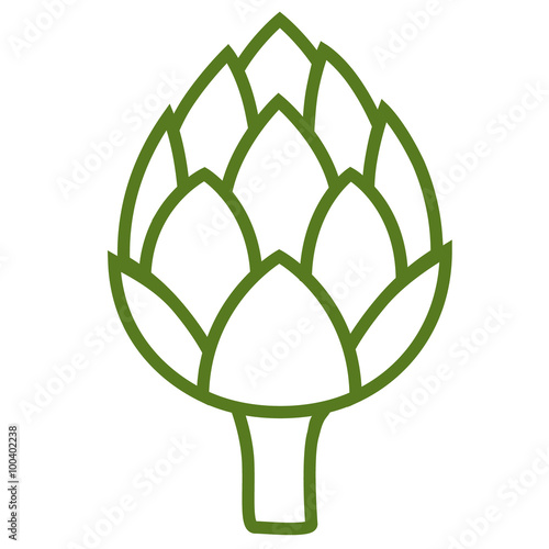 ARTICHOKE. Flat Icon green color on white background. Isolated. Vector image.